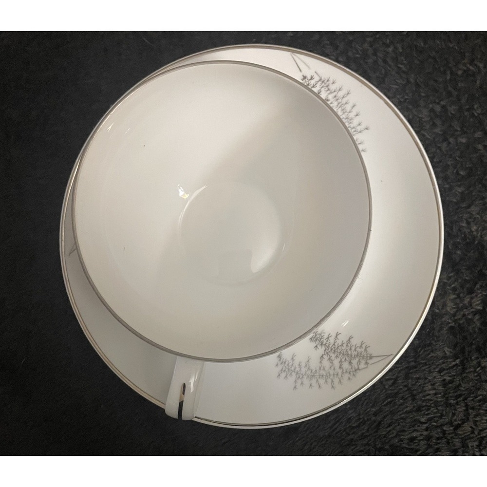 Fukagawa China Arita Silver Bamboo # 714 Cup and Saucer